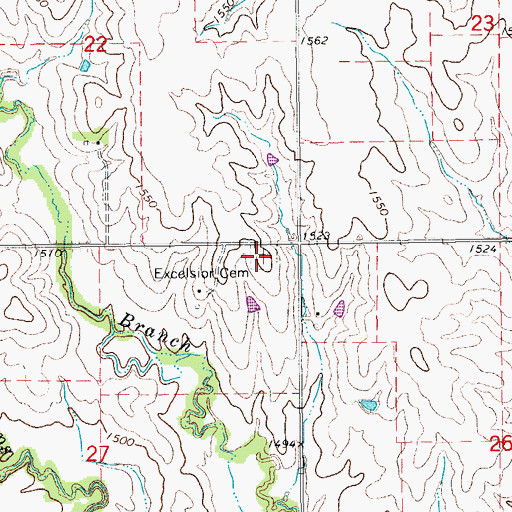 Topographic Map of Excelsior Cemetery, KS
