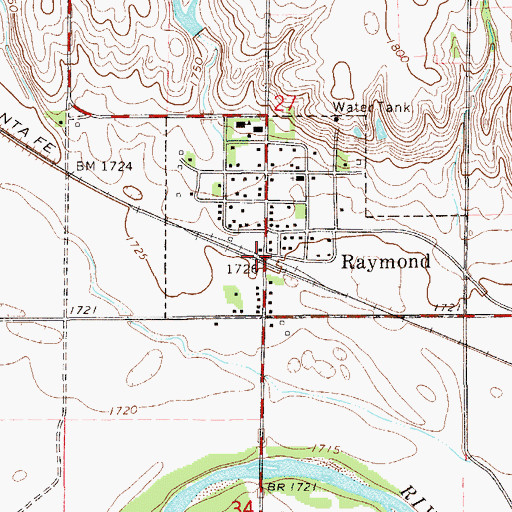 Topographic Map of Raymond, KS