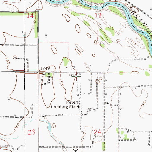 Topographic Map of Peters Landing Field (historical), KS