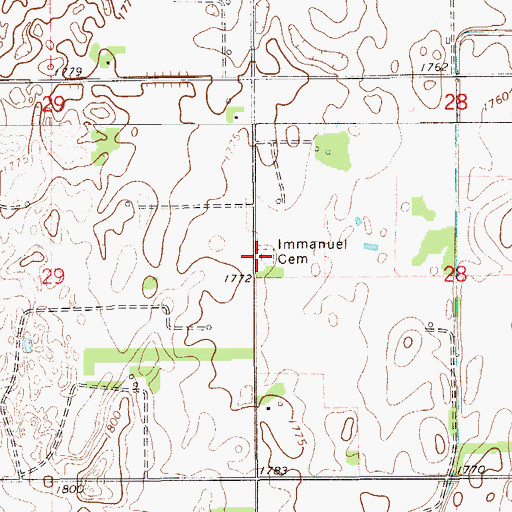 Topographic Map of Immanuel Cemetery, KS