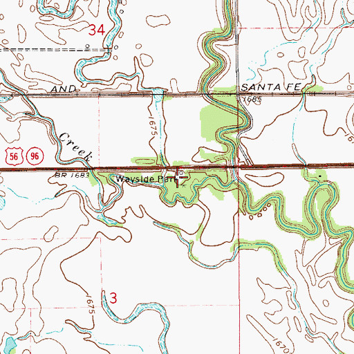 Topographic Map of Wayside Park, KS
