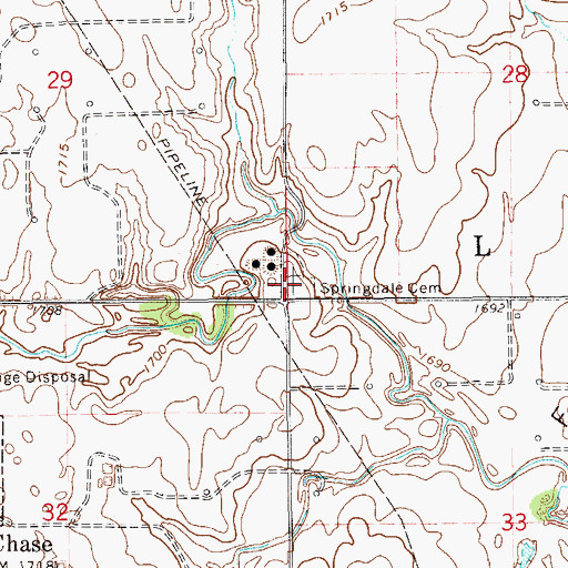 Topographic Map of Springdale Cemetery, KS