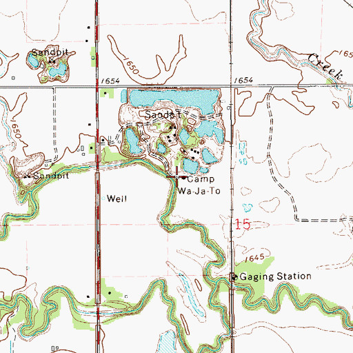 Topographic Map of Camp Wa-Ja-To, KS