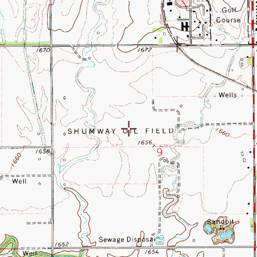 Topographic Map of Shumway Oil Field, KS