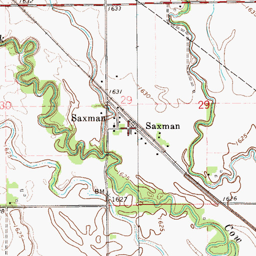 Topographic Map of Saxman, KS
