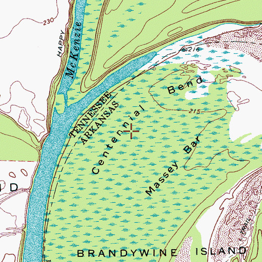 Topographic Map of Centennial Bend, AR