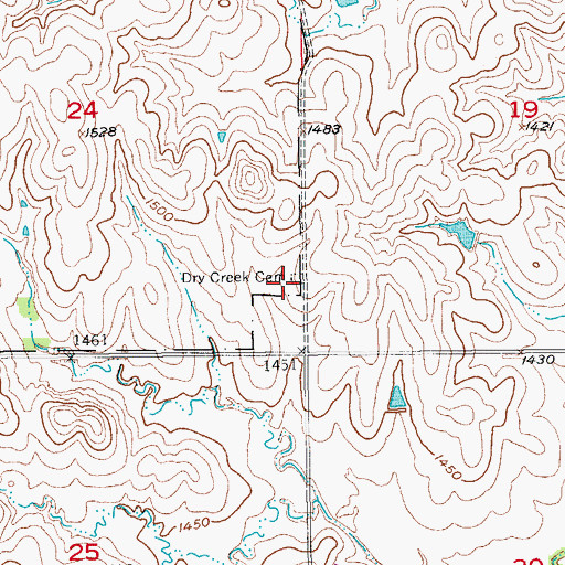 Topographic Map of Dry Creek Cemetery, KS