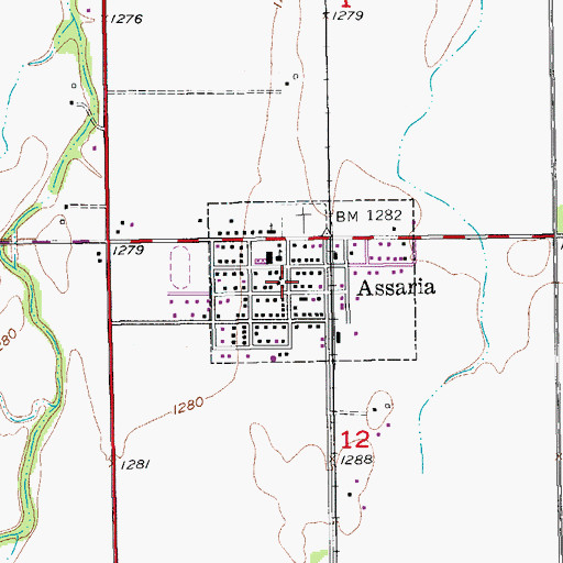 Topographic Map of Assaria, KS