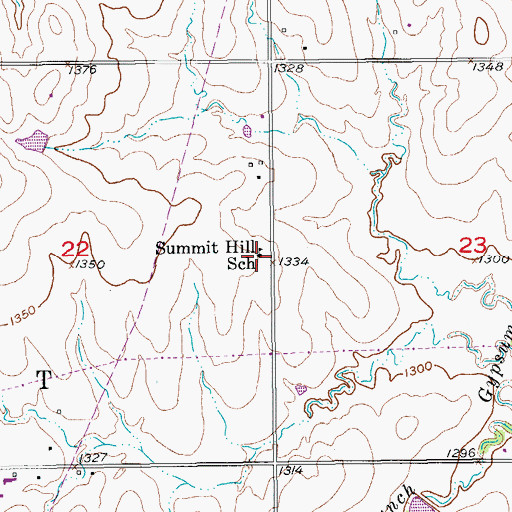 Topographic Map of Summit Hill School, KS