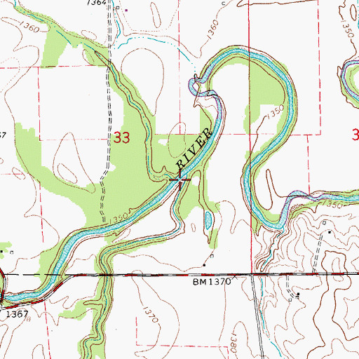 Topographic Map of Sharps Creek, KS