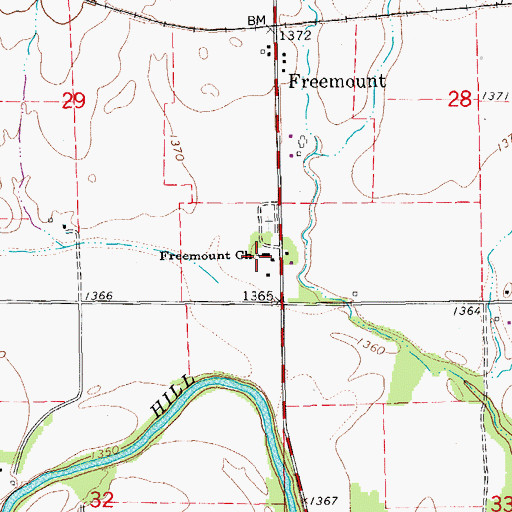 Topographic Map of Freemont Lutheran Church, KS