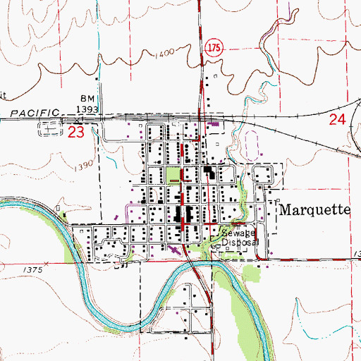 Topographic Map of Marquette, KS