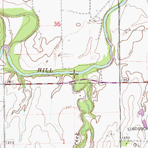 Topographic Map of Paint Creek, KS