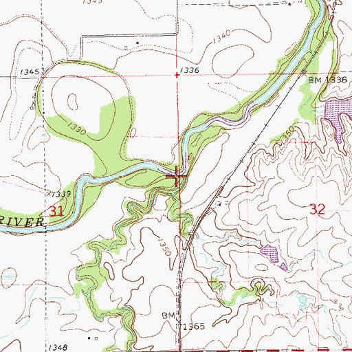 Topographic Map of Indian Creek, KS