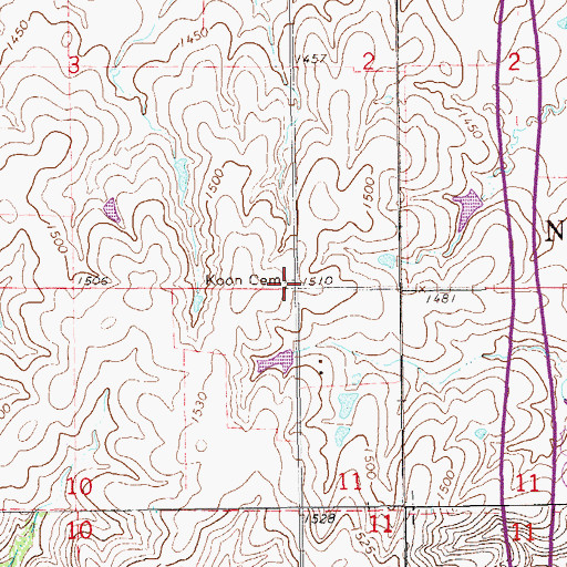 Topographic Map of Koon Cemetery, KS
