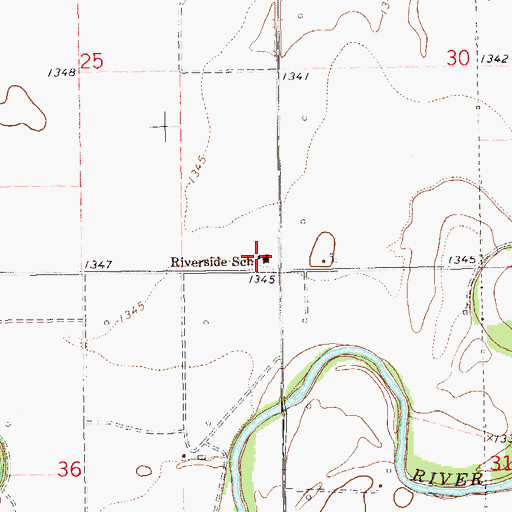 Topographic Map of Riverside School, KS