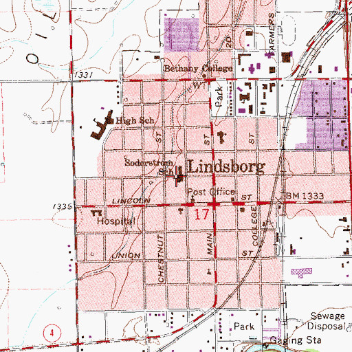 Topographic Map of Soderstrom Elementary School, KS