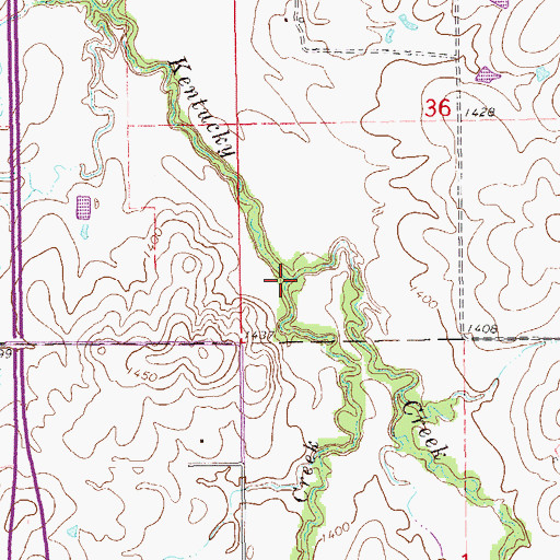 Topographic Map of West Kentucky Creek, KS