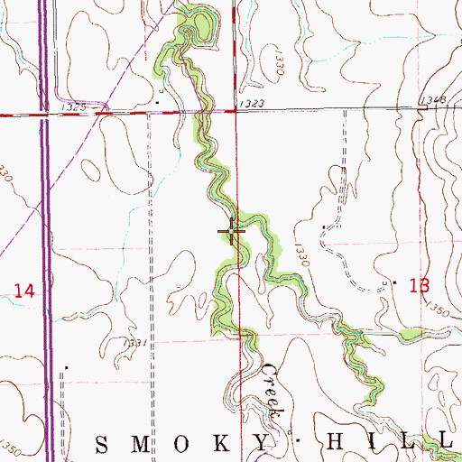 Topographic Map of East Kentucky Creek, KS