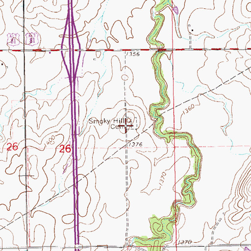 Topographic Map of Smoky Hill Cemetery, KS