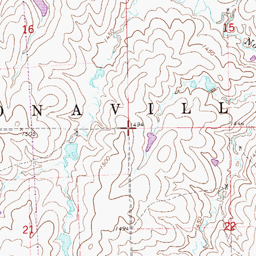Topographic Map of Township of Bonaville, KS
