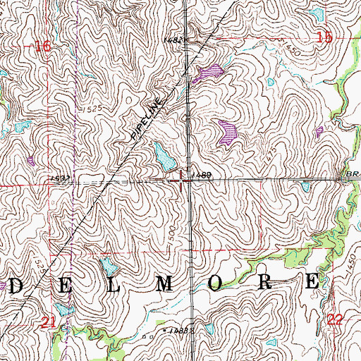 Topographic Map of Township of Delmore, KS