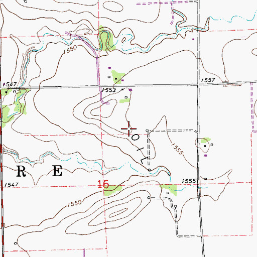 Topographic Map of Ritz Canton Oil Field, KS