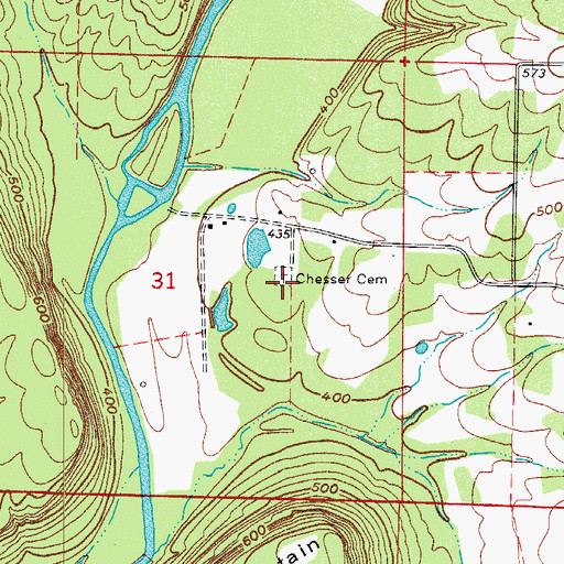 Topographic Map of Chesser Cemetery, AR
