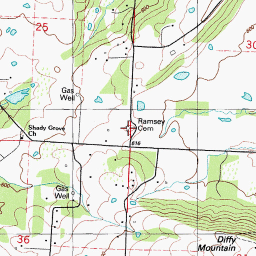 Topographic Map of Clarkeen Cemetery, AR