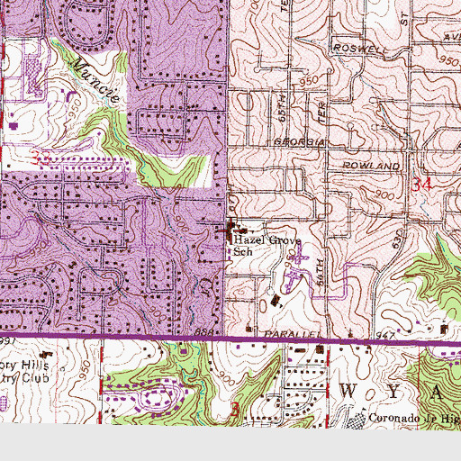 Topographic Map of Hazel Grove Elementary School, KS