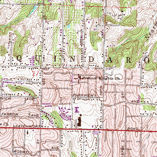 Topographic Map of Brenner Heights Baptist Church, KS