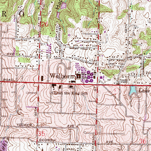 Topographic Map of Welborn Elementary School, KS