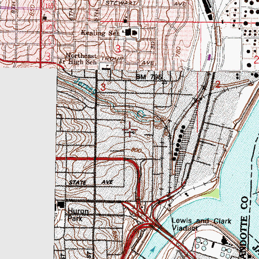 Topographic Map of Pleasant Green Community School, KS