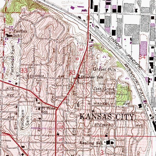 Topographic Map of Dunbar School (historical), KS