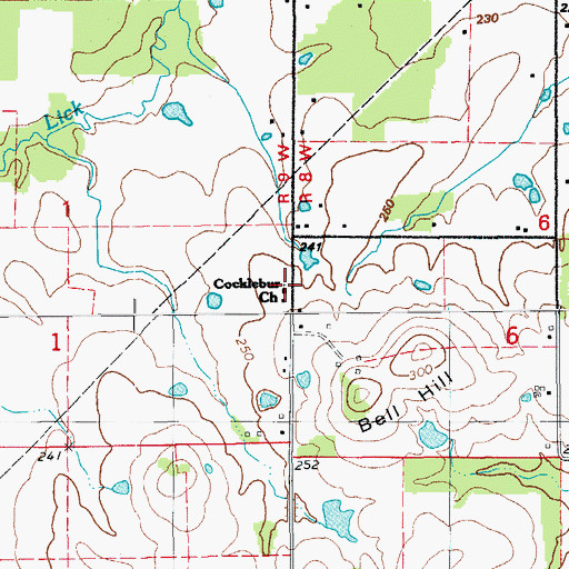 Topographic Map of Cocklebur Church, AR