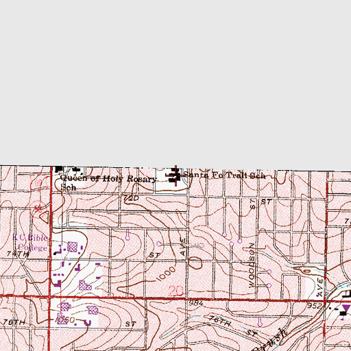 Topographic Map of Santa Fe Trail Elementary School, KS