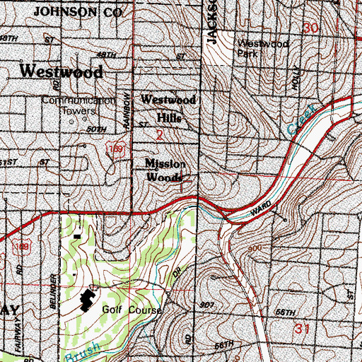 Topographic Map of Mission Woods, KS