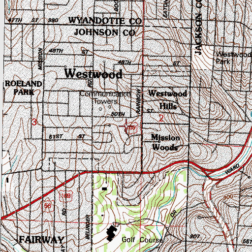 Topographic Map of Westwood View Elementary School, KS