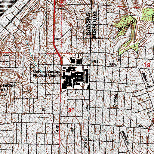 Topographic Map of University of Kansas Medical Center, KS