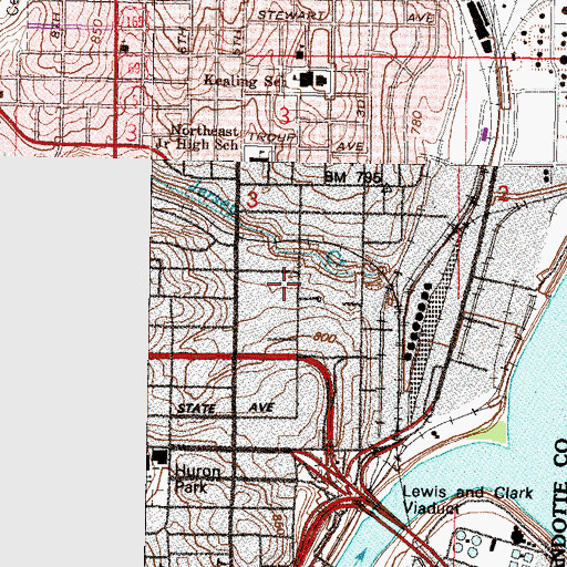 Topographic Map of Grant Elementary School, KS