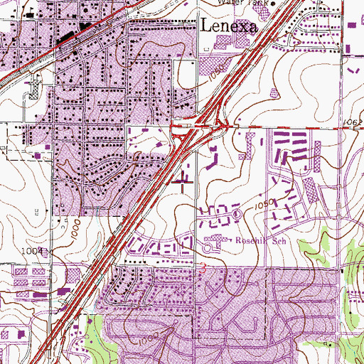 Topographic Map of Lenexa, KS