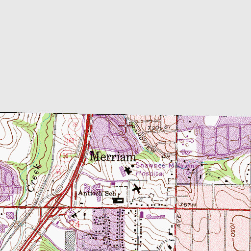 Topographic Map of Shawnee Mission Hospital, KS