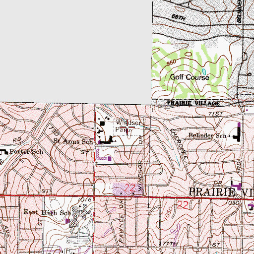 Topographic Map of Windsor Park, KS