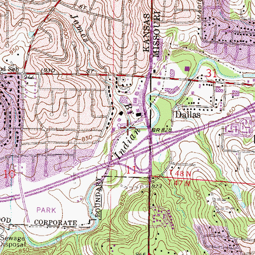 Topographic Map of James Branch, KS