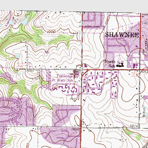 Topographic Map of Trailridge Middle School, KS