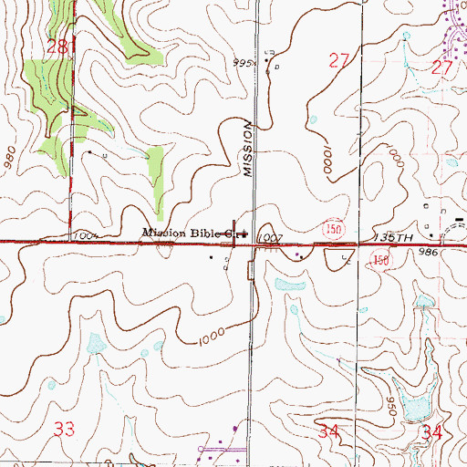 Topographic Map of Mission Bible Church, KS