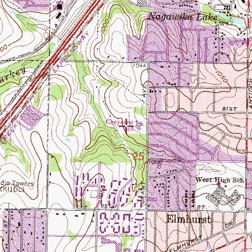 Topographic Map of Comanche Elementary School, KS