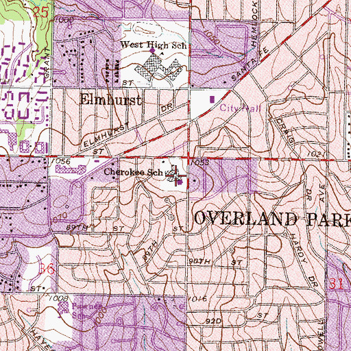 Topographic Map of Cherokee Elementary School (historical), KS