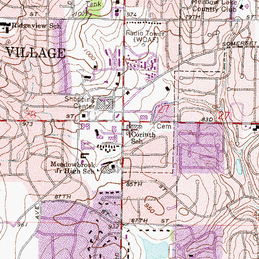 Topographic Map of Corinth Elementary School, KS