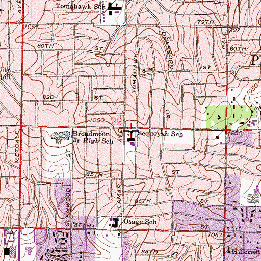 Topographic Map of Sequoyah School, KS
